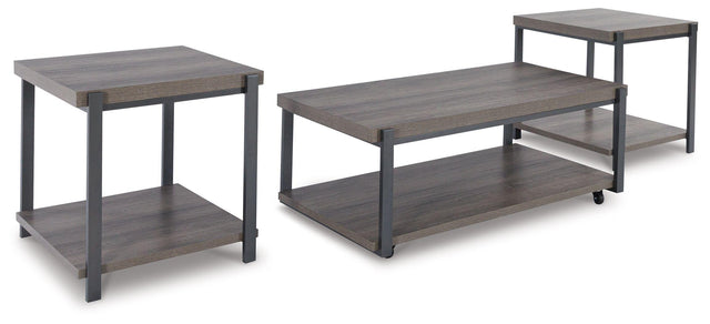 Ashley Wilmaden Occasional Table Set (3/CN) - Gray/Black