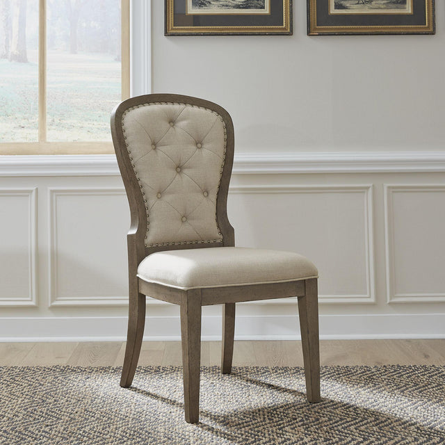 Liberty Furniture Americana Farmhouse - Upholstered Tufted Back Side Chair - Beige