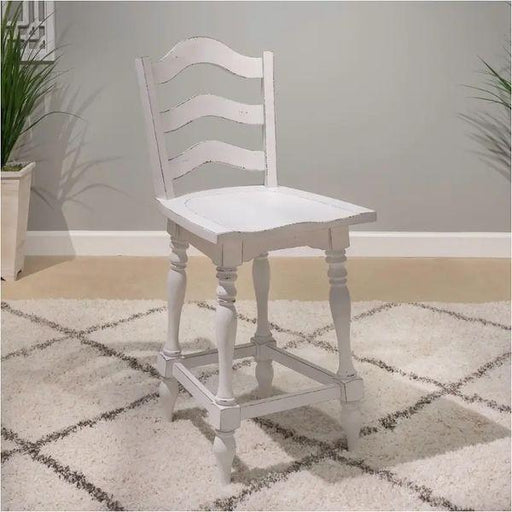 Liberty Furniture Magnolia Manor - Ladderback Swivel Counter Height Chair - Antique White & Weathered Bark