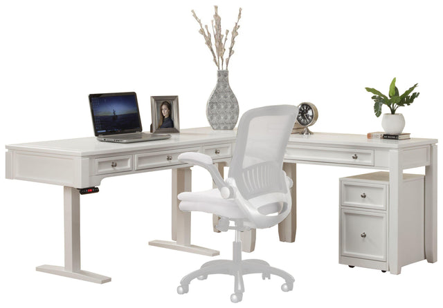 Parker House Boca - L Shape Desk With Lateral File - Cottage White