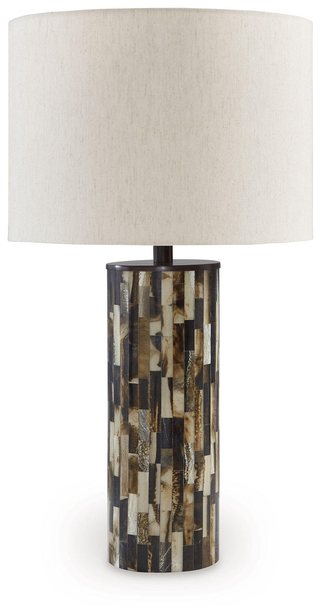 Ashley Ellford Poly Table Lamp (1/CN) - Black/Brown/Cream