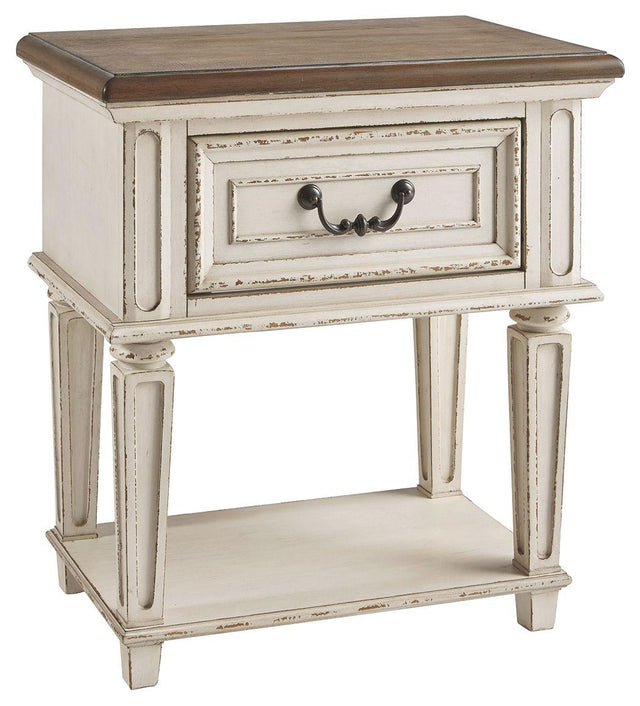 Ashley Realyn One Drawer Night Stand - Chipped White