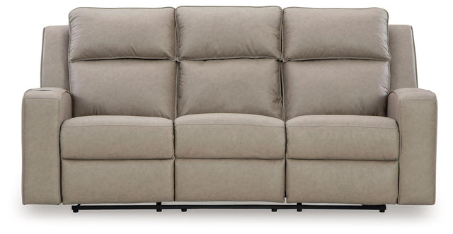 Ashley Lavenhorne REC Sofa w/Drop Down Table - Pebble