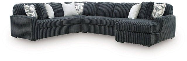 Ashley Midnight-Madness - 4-Piece Sectional With RAF Corner Chaise - Gunmetal