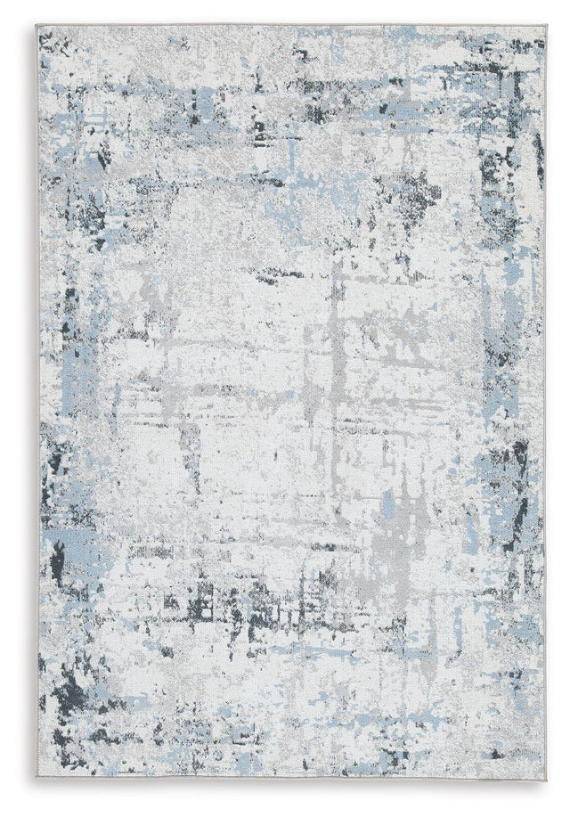 Ashley Emertonly Washable Medium Rug - Blue/White/Gray