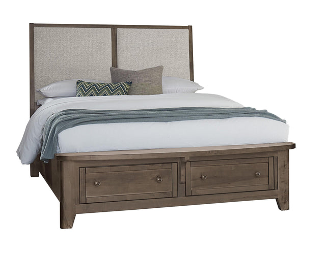 Vaughan-Bassett Woodbridge - Queen Storage Upholstered Bed With Grey Fabric - Dark Cashmere