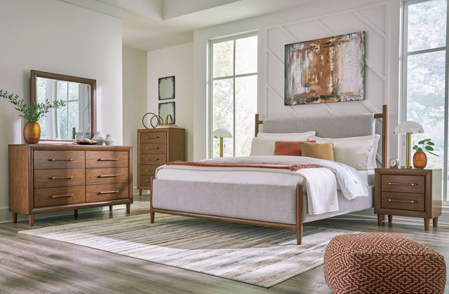 Ashley Lyncott - Brown - 7 Pc. - Dresser, Mirror, Chest, California King Upholstered Bed, 2 Nightstands