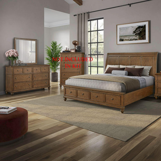 Liberty Furniture Twin Lakes - 3 Piece Bedroom Set (King Storage Bed, Dresser & Mirror) - Chestnut