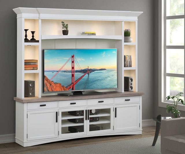 Parker House Americana Modern - TV Console with Hutch, Backpanel and LED Lights - Cotton