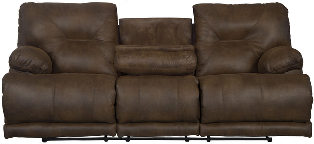 Catnapper Voyager - Lay Flat Reclining Sofa With 3 Recliners and Drop Down Table - Elk - Fabric