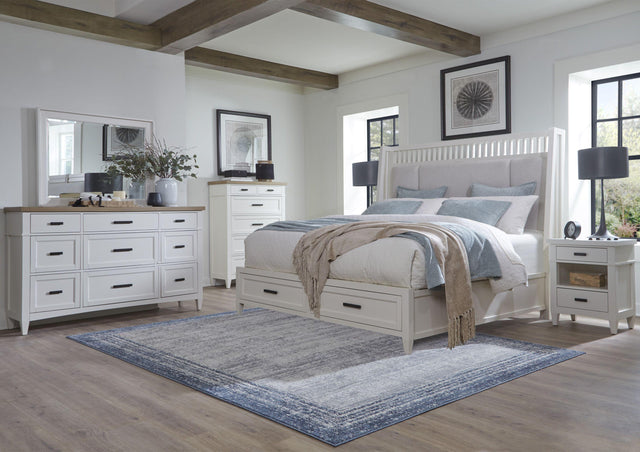 Parker House Americana Modern - Bedroom King Shelter Bed 2 Nightstands Dresser With Mirror And Chest - Cotton