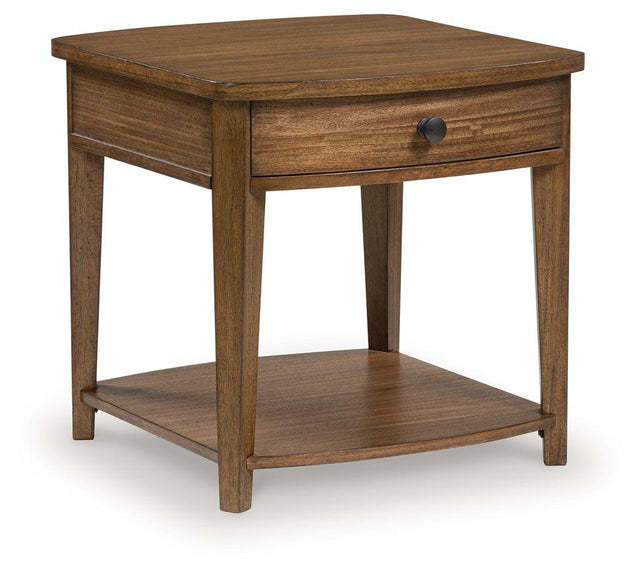 Ashley Burkbyer Rectangular End Table - Brown