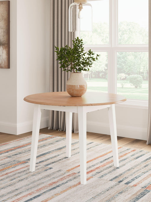 Ashley Gesthaven Round DRM Drop Leaf Table - Natural/White