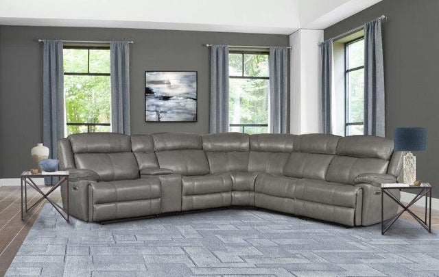 Parker House Eclipse - 6 Piece Modular Power Reclining Sectional with Power Headrests and Entertainment Console - Florence Heron