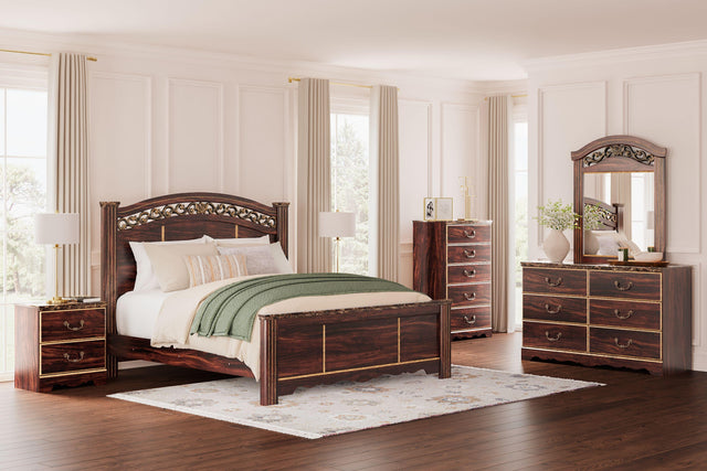 Ashley Glosmount - Two-tone - 8 Pc. - Dresser, Mirror, Chest, King Poster Bed, 2 Nightstands