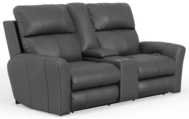 Catnapper Fredda - Italian Leather Match Power Zero Gravity Reclining Console Loveseat with Power Adjustable Headrest - Anthracite