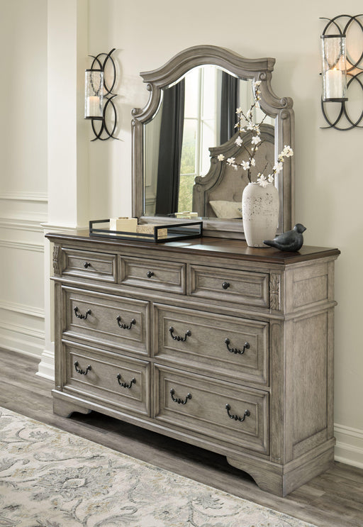 Ashley Lodenbay - Antique Gray - 7 Pc. - Dresser, Mirror, California King Panel Bed, 2 Nightstands