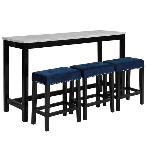 New Classic Furniture Celeste - Theater Bar Table With 3 Stools - Blue