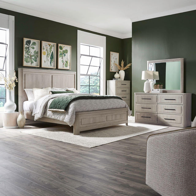 Liberty Furniture Modern Play - 4 Piece Bedroom Set (King Panel Bed, Dresser & Mirror, Chest) - White