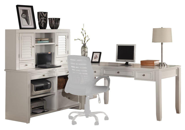 Parker House Boca - L Shape Desk With Credenza And Hutch - Cottage White