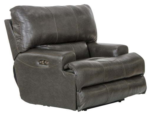 Catnapper Wembley - Italian Leather Match Power Lay Flat Recliner with Power Adjustable Headrest - Steel