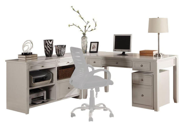 Parker House Boca - L Shape Desk With Credenza And Lateral File - Cottage White