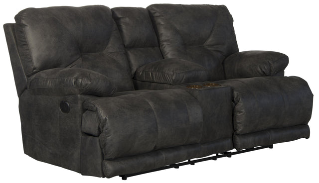 Catnapper Voyager - Power Lay Flat Reclining Console Loveseat - Slate - Fabric