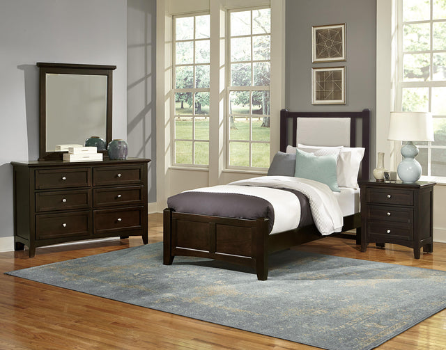 Vaughan-Bassett Bonanza - Twin Linen Upholstered Bed With Mansion Footboard - Merlot