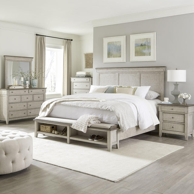 Liberty Furniture Ivy Hollow - 5 Piece Bedroom Set (Queen Storage Bed, Dresser & Mirror, Chest, Nightstand) - White