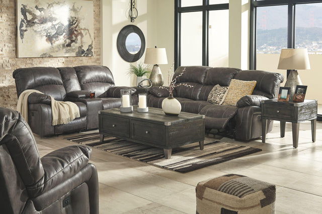 Ashley Dunwell - Steel - 3 Pc. - Power Sofa, Loveseat, Rocker Recliner