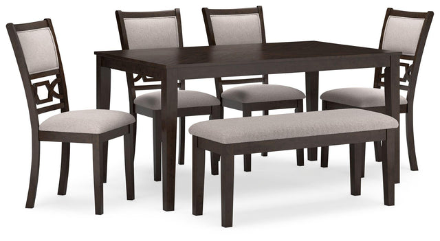 Ashley Langwest Dining Room Table Set (6/CN) - Brown