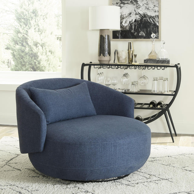 Liberty Furniture Haley - Upholstered Swivel Cuddler Chair - Midnight