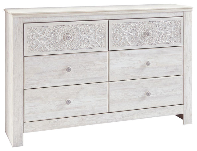 Ashley Paxberry Six Drawer Dresser - Whitewash