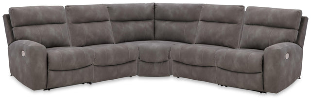 Ashley Next-Gen DuraPella - 5-Piece Power Reclining Sectional With RAF And LAF Recliners - Slate