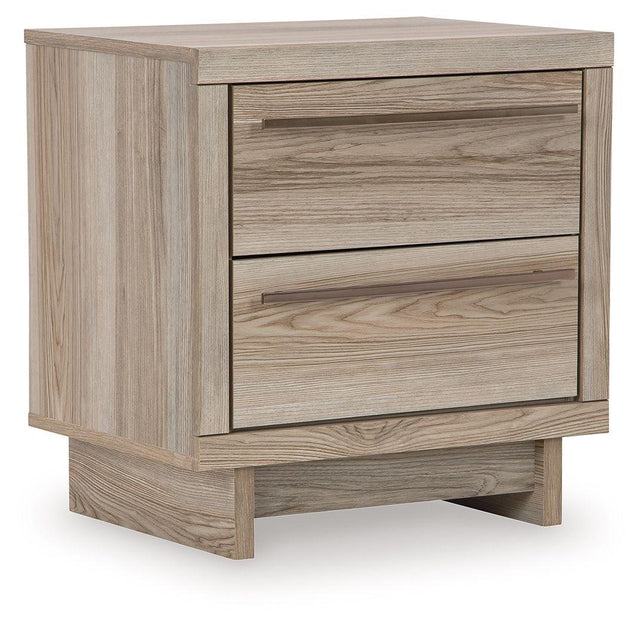 Ashley Hasbrick Two Drawer Night Stand - Tan