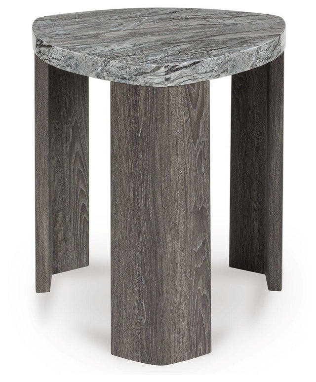 Ashley Surmour Triangle End Table - Gray/Brown