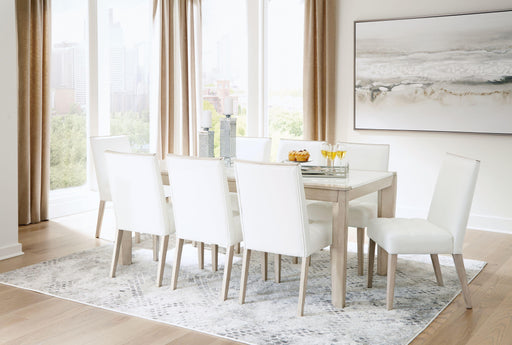 Ashley Wendora - Bisque / White - 9 Pc. - Dining Room Table, 8 Side Chairs