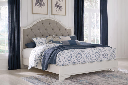 Ashley Brollyn - White / Brown / Beige - Queen Upholstered Panel Bed