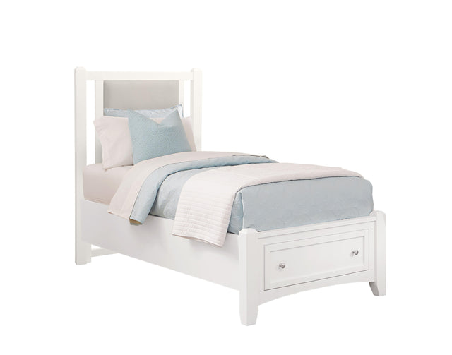 Vaughan-Bassett Bonanza - Twin Linen Upholstered Bed With Storage Footboard - White