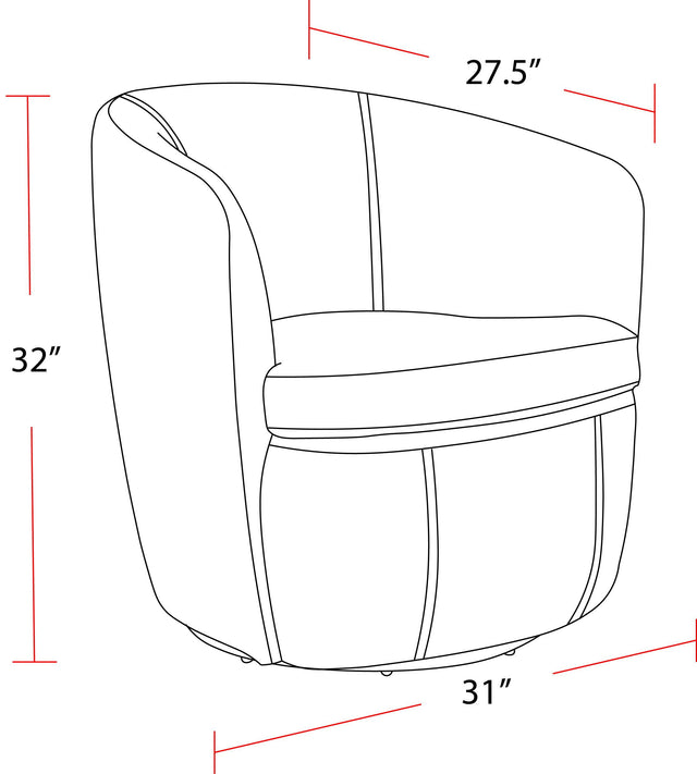 Parker House Barolo - 100% Italian Leather Swivel Club Chair - Vintage Onyx