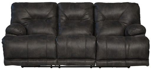 Catnapper Voyager - Power Lay Flat Reclining Sofa With 3 Recliners and Drop Down Table - Slate - Fabric