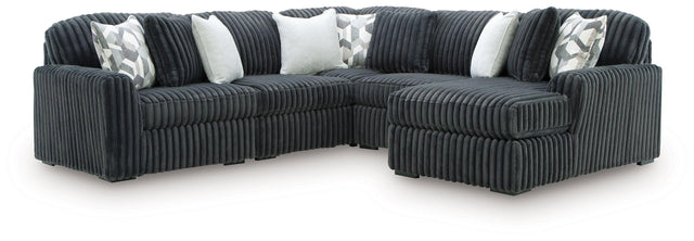 Ashley Midnight-Madness - 5-Piece Sectional With RAF Corner Chaise - Gunmetal
