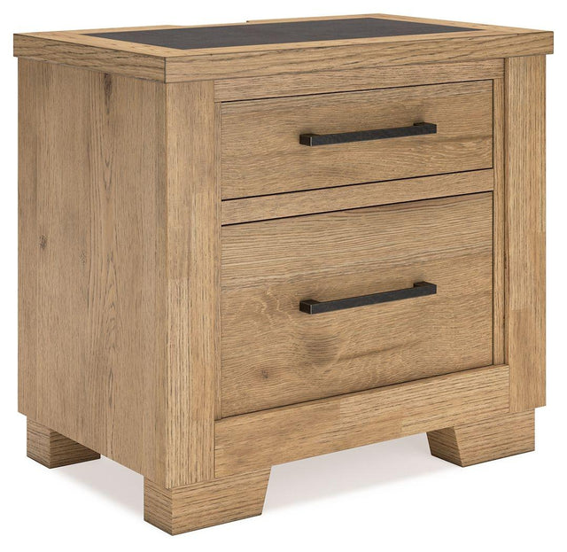 Ashley Galliden Two Drawer Night Stand - Light Brown