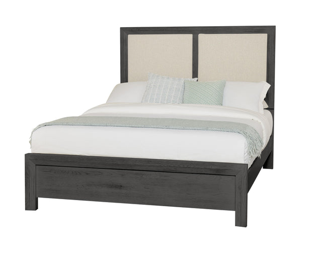 Vaughan-Bassett Custom Express - Queen Upholstered Wooden Bed - Linen / Graphite