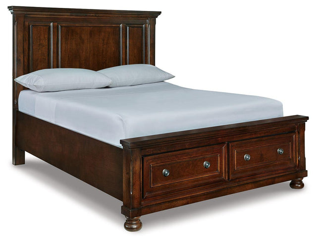 Ashley Porter - Queen Panel Storage Bed - Rustic Brown