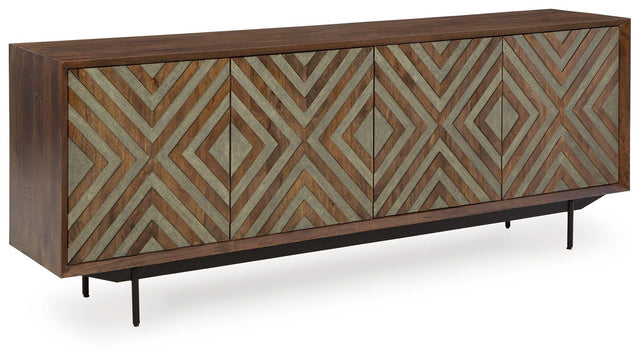 Ashley Dreggan Accent Cabinet - Brown/Gold Finish