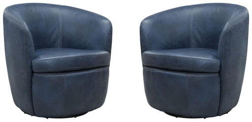 Parker House Barolo - 100% Italian Leather Swivel Club Chair (Set of 2) - Vintage Navy