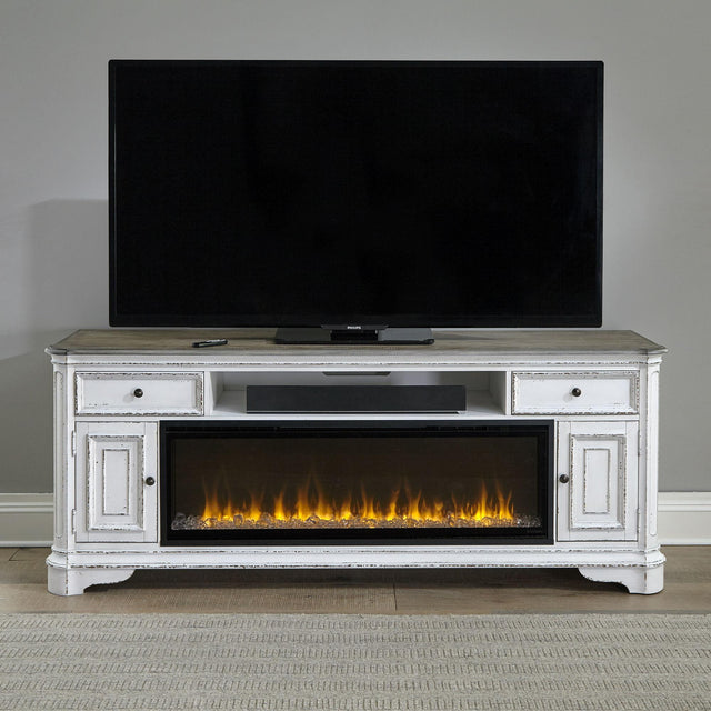 Liberty Furniture Magnolia Manor - 82" Console With Fire - White