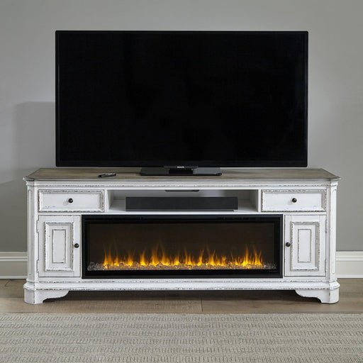 Liberty Furniture Magnolia Manor - 82" Console With Fire - White