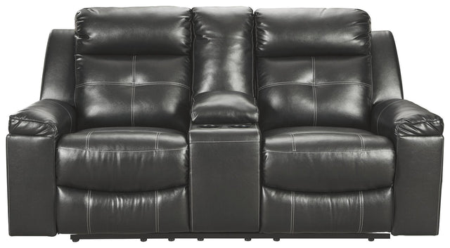 Ashley Kempten DBL Rec Loveseat w/Console - Black